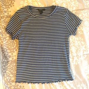 striped tee with ruffled edging